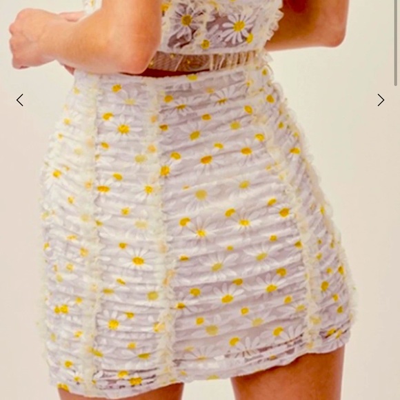 FOR LOVE AND LEMONS DAISY LACE MESH KNIT MINI SKIRT WITH RUNCHING FULLY LINED M - Picture 5 of 15
